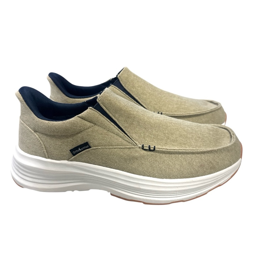 Orthocomfoot Mens Tan Canvas Walking Loafers Size 43EU 9-9.5US NWOT